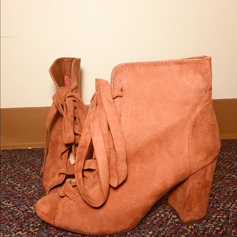 Peach Suede heel